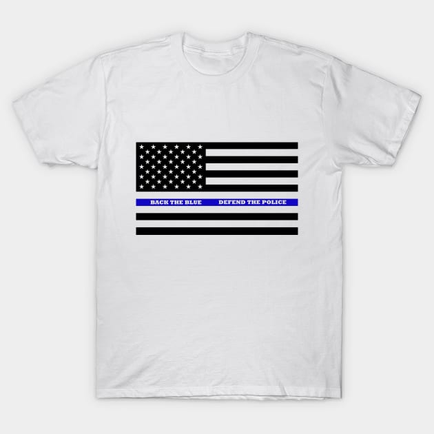 Thin Blue Line Flag T-Shirt by steven pate custom art